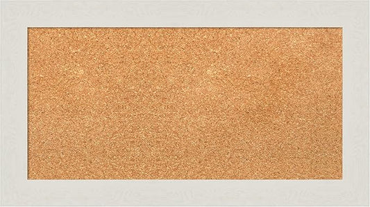 Amanti Art Natural Cork Board for Wall, 15x27 Vision Board with White Frame, Small Corkboard Office Decor for Home Organization, Country Rustic Corkboard Pinboard to Display Items for Home