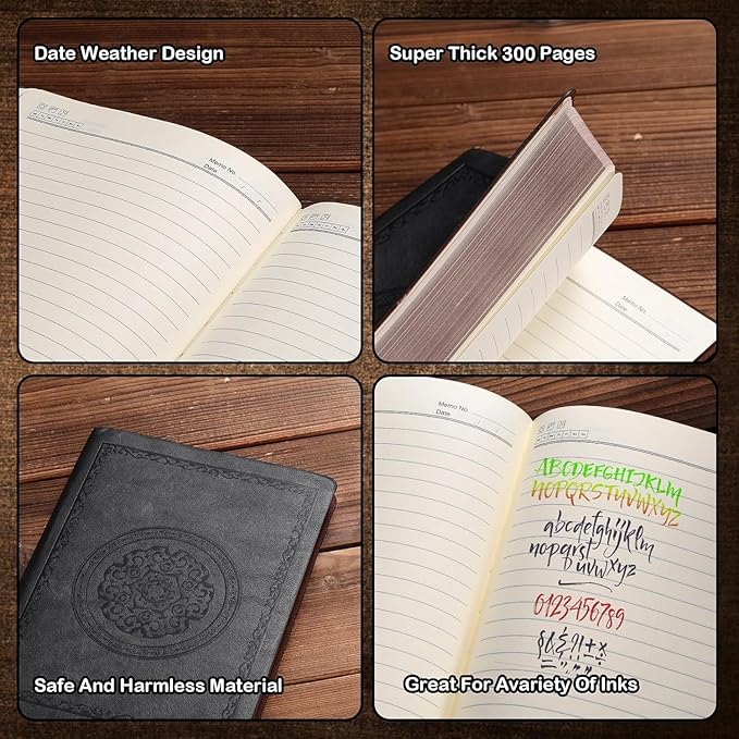 2025 Leather Vintage Journal Notebook,300 Pages,Leather Softcover Lined Journal Notebooks for Women Men,Notebook Journals for Writing Travel,Business,Office,7.1'' X 9.8''