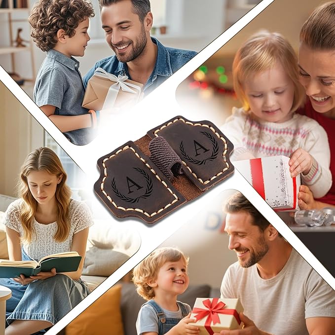 Artlaza Personalized Magnetic Leather Bookmark with Pen Holder - 26 Letters Custom Book Mark with Name Initial Engraved Book Marker for Readers, Book Lovers, Travelers - Gift for Women & Men(Blue，U