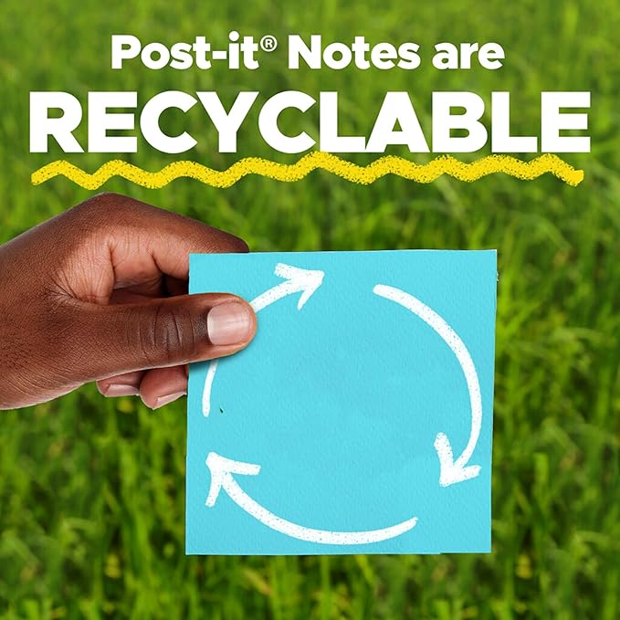 Post-it Super Sticky Notes, 3x3 in, 18 Pads, 2X The Sticking Power, Energy Boost Collection, Bright Colors, Recyclable (R330-18SSAUCP)