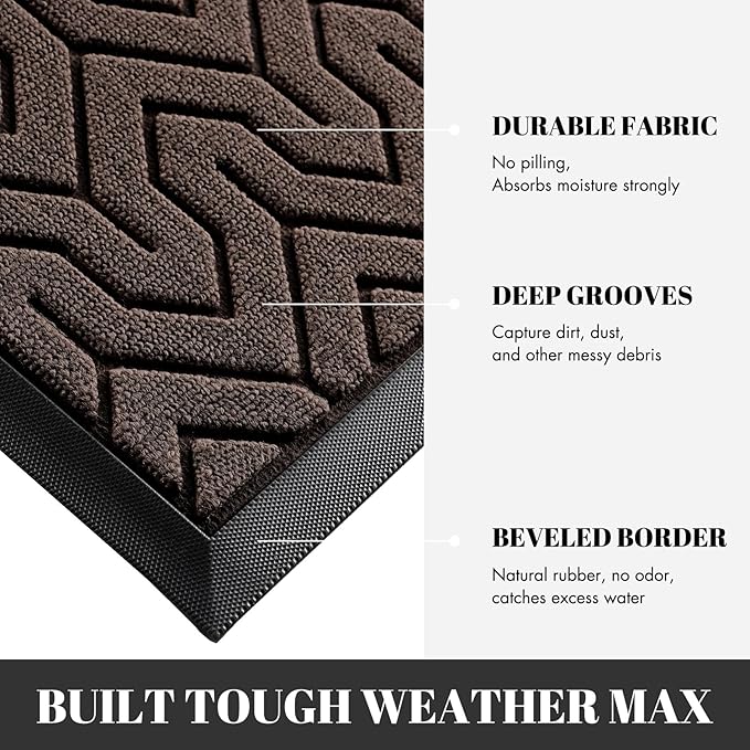 Yimobra 72x24 Indoor Outdoor Runner Rug, Heavy-Duty Waterproof Entrance Mat for High Traffic Areas, Commercial Grade Welcome Door Mat, Easy Clean, Brown