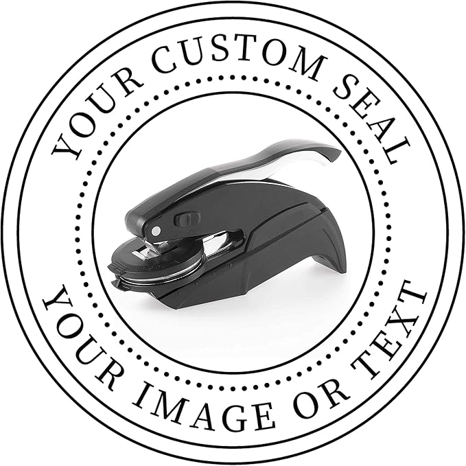 Official Seal Embosser - Custom Notary Embosser, Book & Library Stamp, 1 5/8