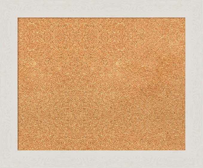 Amanti Art Natural Cork Board for Wall, 19x23 Vision Board with White Frame, Small Corkboard Office Decor for Home Organization, Country Rustic Corkboard Pinboard to Display Items for Home