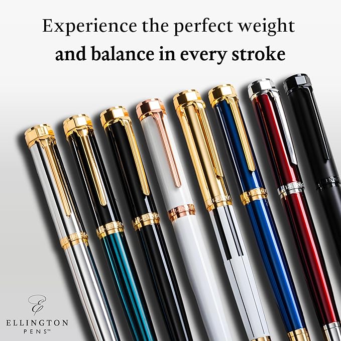 Luxury Fountain Pen Set - Fountain Pens For Writing - Smooth Fine Nib - Includes Refillable Ink Converter, 3 Ink Cartridges, Gift Box - Calligraphy, Journaling, Sketching (The Stealth)