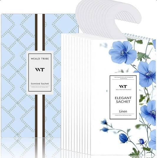 WEALD TRIBE 12 Packs Large-Bag Fresh Linen Scented Sachets for Closet and Drawer Deodorizer Home Fragrance | Air Freshener Long Lasting Large Sachets Bags Hanging