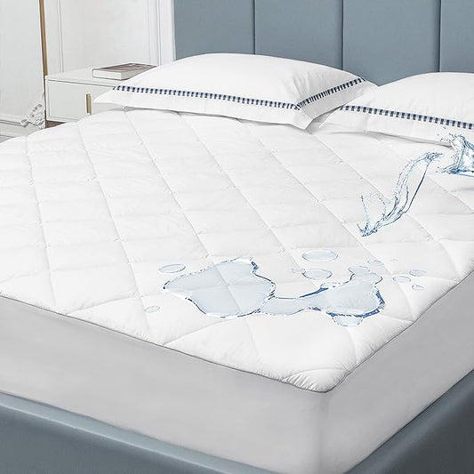Sunflower Quilted California King Mattress Protector, Mattress Pad Cal King, Cotton Calking Mattress Cover Waterproof, 18-22" Extra Deep Pocket Thin Version, Hypoallergenic Soft Durable
