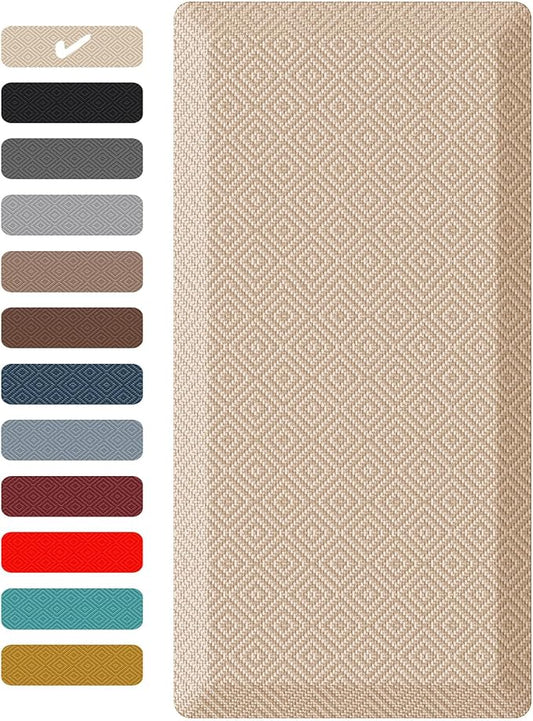Ophanie Kitchen Mats for Floor, 3/4 Inch Thick Kitchen Rugs, Anti Fatigue Standing Cushioned Mat, Waterproof,Comfort Ergonomic Mat for Office, Home, Sink, 24'' x 70'' Beige Non-Slip Bottom