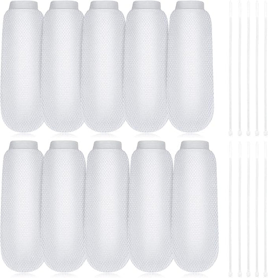 LEIFIDE 10 Pieces Lint Traps for Washing Machine Hose and Cable Ties Set Laundry Lint Catcher Nylon Mesh Trap for Washer Hose Fits Most Washing Machines, White