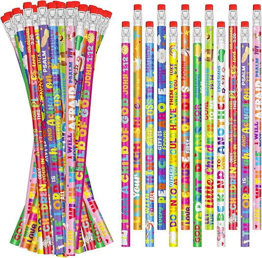 Cinrobiye 200 PCS Bible Pencils Bulk,Christian Gifts for Children Wood Pencils with Erasers Inspirational Religious Supplies for School Prizes Classroom Exchange Gift Party Favors,Stationary Gifts