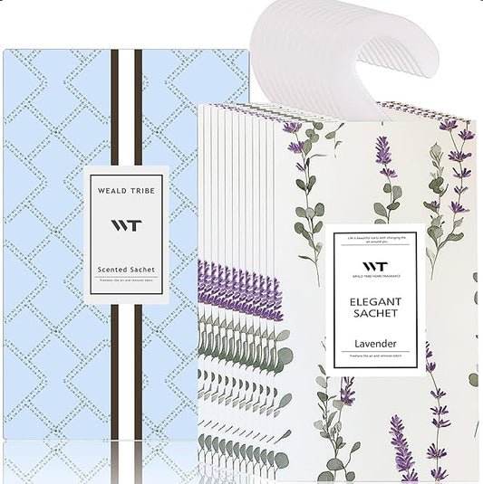WEALD TRIBE 12 Packs Large-Bag Eucalyptus & Lavender Scented Sachets for Closet and Drawer Deodorizer Home Fragrance | Air Freshener Long Lasting Large Sachets Bags Hanging