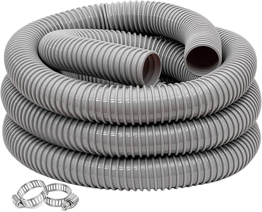 Dust Collection Hose 2 in × 10 ft Heavy Duty Flexible PVC Reinforced Thicken Helix Suction Discharge Corrugated Pipe Hose for Fume Dust Collector Fitting Wood Chip Saw (2 inch gray hose)