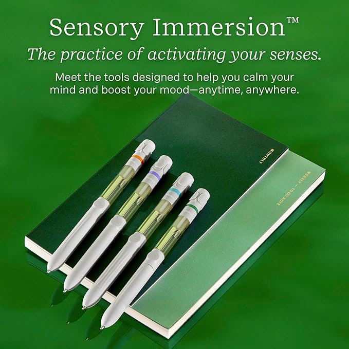 Lifelines Pen Diffuser Set, 2-Pack (Crisp Mountain Air & Walk in the Woods) - 1mm Black Ballpoint Pens with Scented Essential Oil Blends – Aromatherapy Diffuser & Sensory Immersion Diffuse Aroma