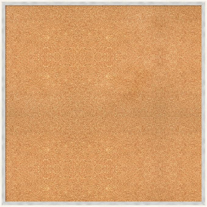 Amanti Art Natural Cork Board for Wall, 31x31 Vision Board with White Frame, Large Corkboard Office Decor for Home Organization, Modern Corkboard Pinboard to Display Items for Home Organization in