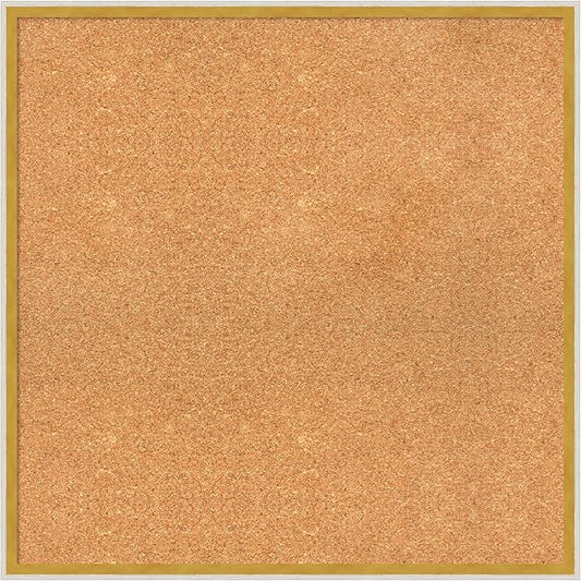 Amanti Art Natural Cork Board for Wall, 27x27 Vision Board with White Frame, Large Corkboard Office Decor for Home Organization, Modern Corkboard Pinboard to Display Items for Home Organization in
