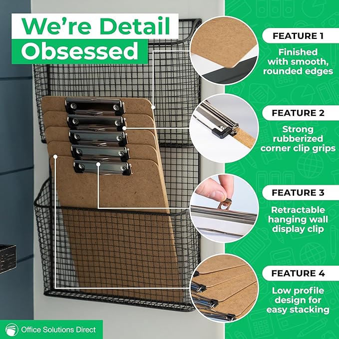 Clipboards (Set of 30) Letter Size Clipboard, Low Profile Clip, Classroom Supplies