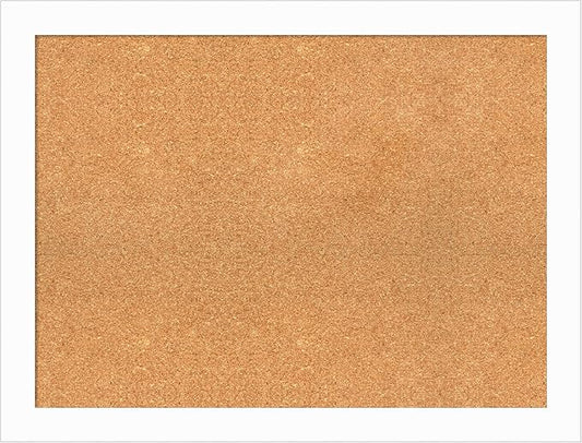 Amanti Art Natural Cork Board for Wall, 25x33 Vision Board with White Frame, Large Corkboard Office Decor for Home Organization, Casual Corkboard Pinboard to Display Items for Home Organization in