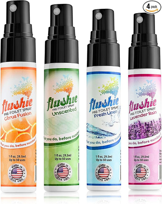 Flushie Pre-Toilet Sprays for Poop Travel Size Toiletries Bathroom Spray for Poop Spray for Toilet Deodorizer Traveling Essentials Poop deodorizer Poop Odor eliminator