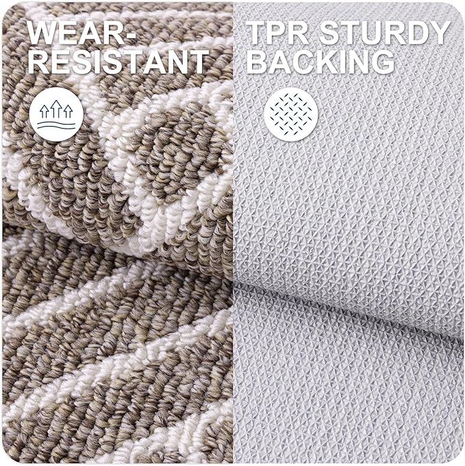 OLANLY Indoor Door Mat, 48x32 Inch, Dirt Resistant and Absorbent, Non-Slip Rubber Backing Floor Mats, Easy Clean Low-Profile Doormat for Entryway, Front Door, and Inside Entrance, Khaki