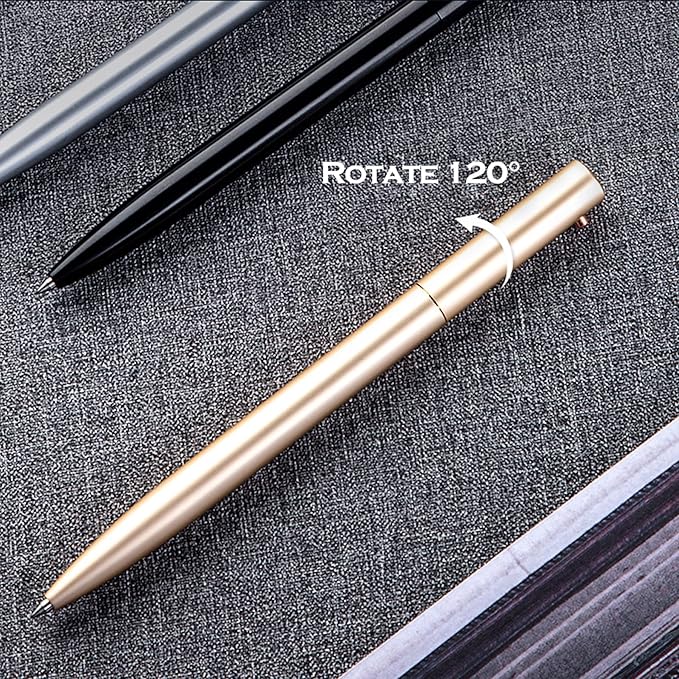 DUNBONG Retractable Metal Gel Pen, 0.5mm Medium Point Ballpoint Pens, Black Gel Ink (Black)