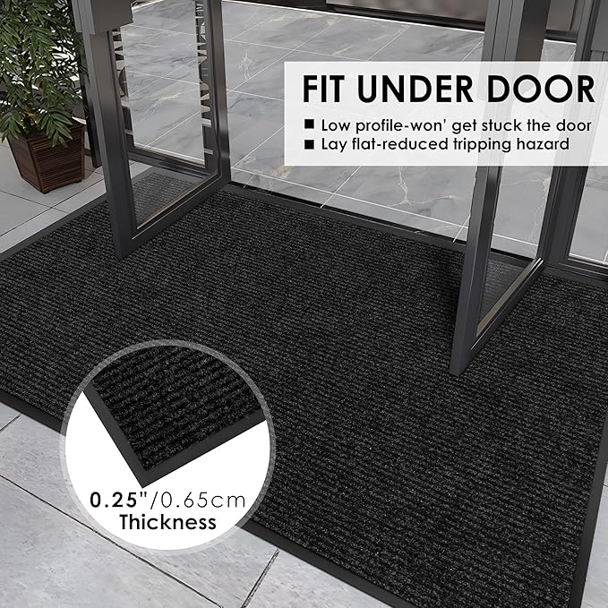 3′ x 17′ Front Door Mat Indoor Outdoor Entrance, Commercial Floor Mat Heavy Duty Dirt Trapper Entryway Doormat, Custom Size Non Slip Rubber Backing Welcome mat, Door Mat for High Traffic Area