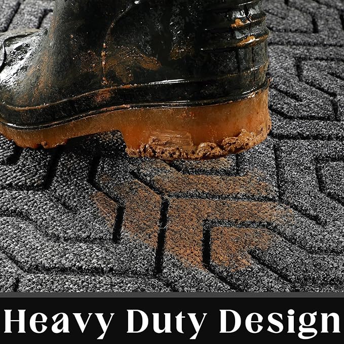 Yimobra Large Door Mat Outside Entrance 47x24, Waterproof Heavy Duty Outdoor Mats for Front Door, Non Slip Rubber Entry Mat for Garage Patio, Easy Clean, Mix Grey