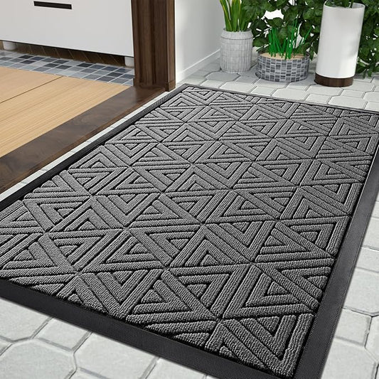 Yimobra Outdoor Mats for Front Door 29.5x17, All-Weather Waterproof Non-Slip Outdoor Door Mat Outside Eentrance, Garage/Patio Entryway Indoor Doormat, Easy Clean, Grey