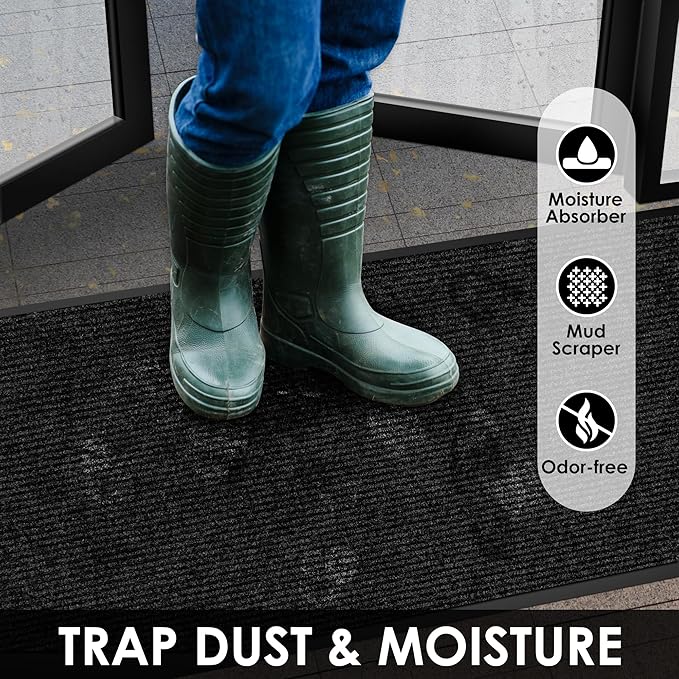 4′ x 65′ Front Door Mat Indoor Outdoor Entrance, Commercial Floor Mat Heavy Duty Dirt Trapper Entryway Doormat, Custom Size Non Slip Rubber Backing Welcome mat, Door Mat for High Traffic Area