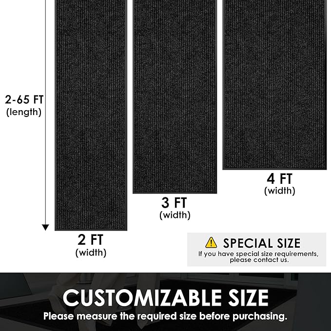 3′ x 39′ Front Door Mat Indoor Outdoor Entrance, Commercial Floor Mat Heavy Duty Dirt Trapper Entryway Doormat, Custom Size Non Slip Rubber Backing Welcome mat, Door Mat for High Traffic Area