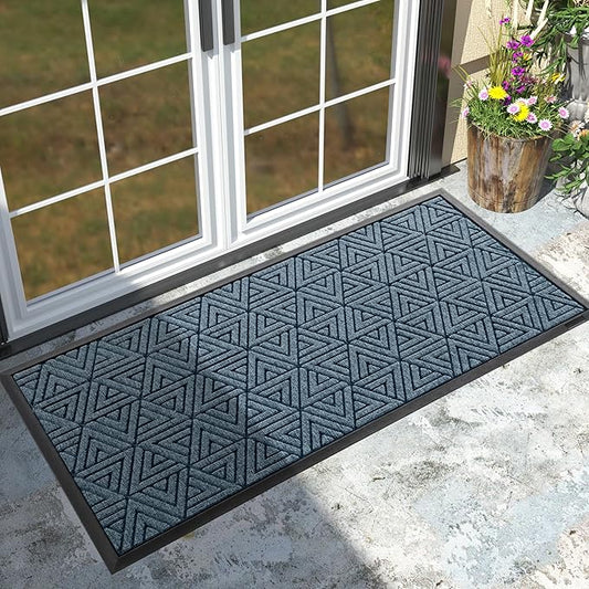 Yimobra Large Door Mat 47x24, All-Weather Waterproof Non-Slip Welcome Matt Outdoor, Heavy Duty Non Slip Doormat for Entryway for Patio and Garage Indoor, Easy Clean, Mix Blue
