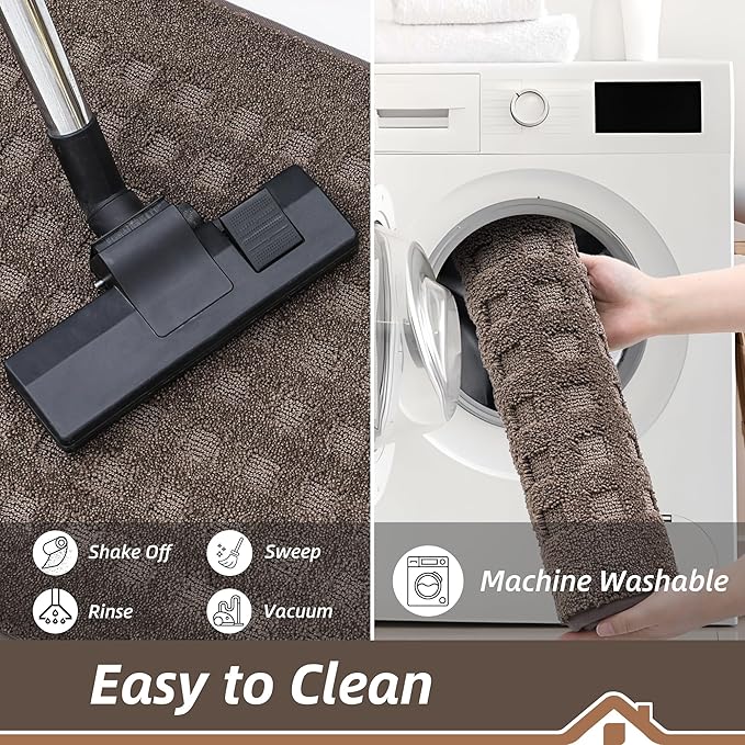 BEQHAUSE Waffle Door Mats Indoor 20"x32", Dog Mat for Muddy Paws Absorbent and Dirt Resist Floor Mats Non-Slip Washable Rugs for Entryway, Welcome Mat for Front Back Door, Muddy Wet Shoes, Brown