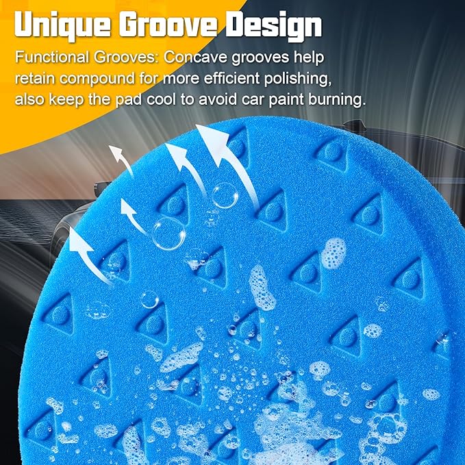 8 Pcs Buffing Polishing Pads, 6 Inch Polishing Pads, Car Compound Buffing Sponge Pads and Woolen Pads Cutting Polishing Pad Kit for Car Buffer Boat Compounding, Polisher & Waxing
