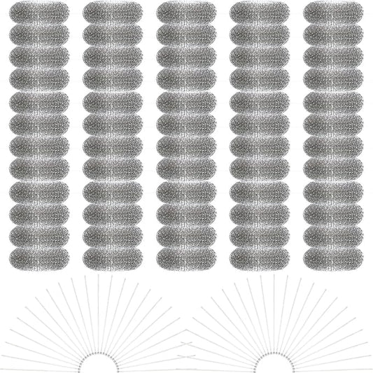 60 Pieces Washing Machine Lint Traps with 60 Cable Ties, Rust-Proof Stainless Steel Lint Traps Laundry Mesh Hose Filter Screen Catcher for Washing Machine Discharge Hoses