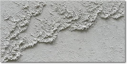 NANKAI Hand Painted White Minimalist Art Painting Ocean Waves Abstract Canvas Oil Painting Home Wall Decoration Art 24x48 Inchs