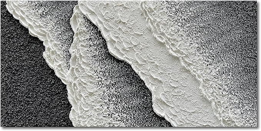 NANKAI Hand Painted black and white abstract canvas art oil painting waves landscape home wall decoration painting 24x48 inches