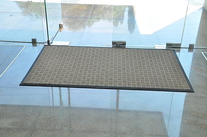 Kempf Water Retainer Entrance Mat, Indoor Outdoor Rubber Rug, Moisture Trapping, Absorbent Mat, 2 by 3-Feet, Brown
